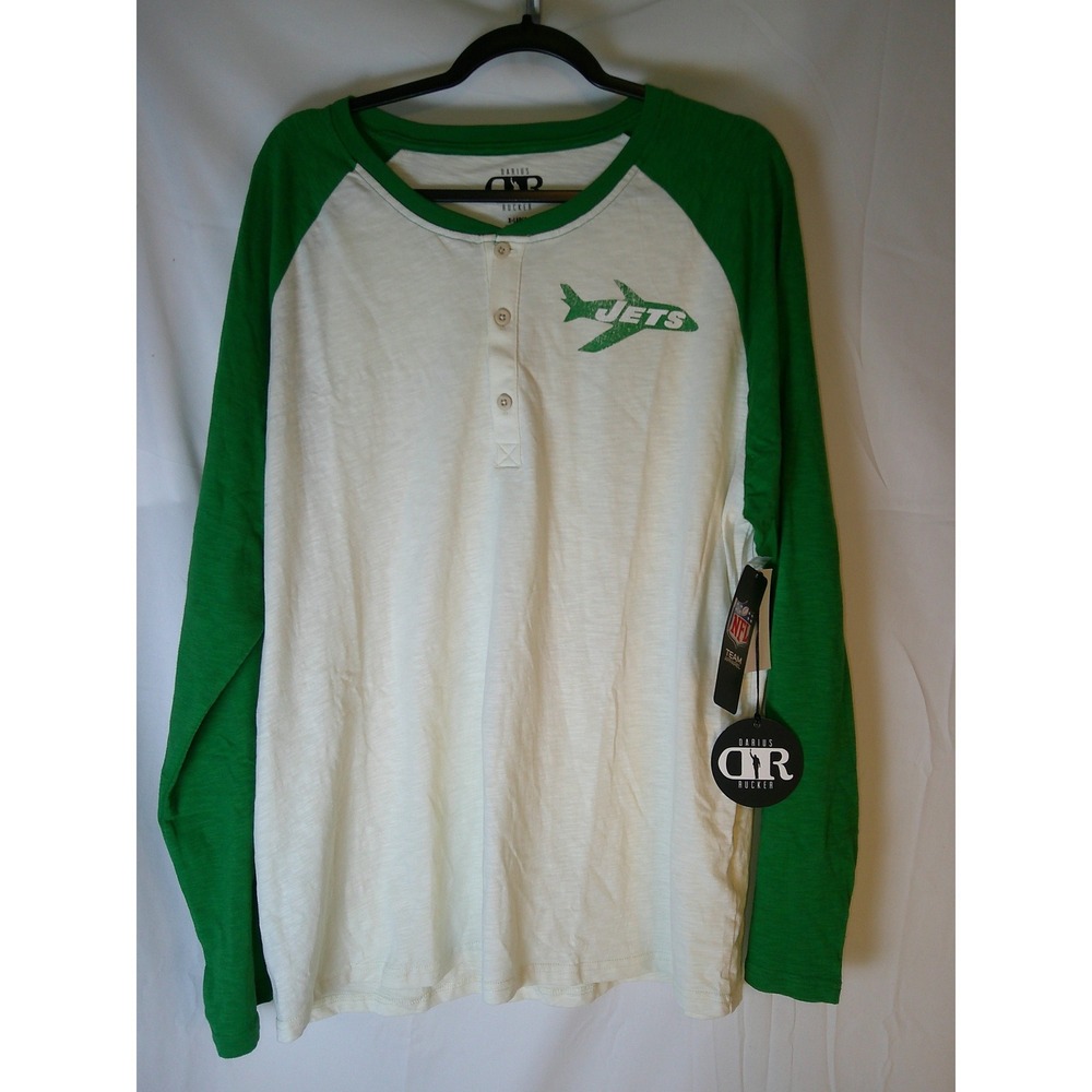Darius Rucker NFL New York Jets Henley Shirt Mens XL Long Sleeve Raglan NWT